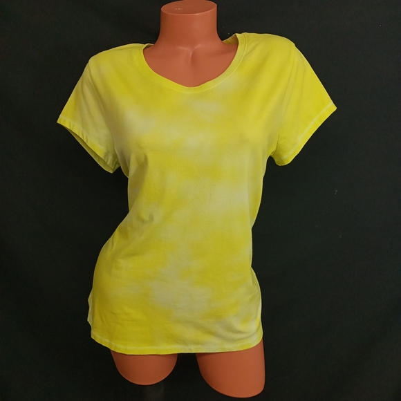 XXL NOBO No boundaries WATERCOLOR bleach print yellow t shirt top - Picture 1 of 9